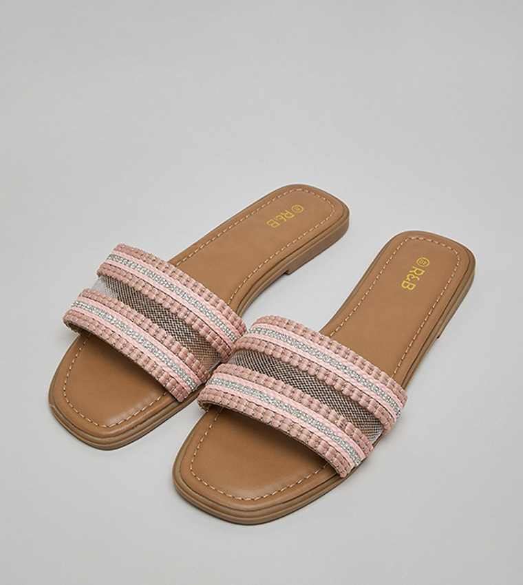 Embroidered Flat Sandals