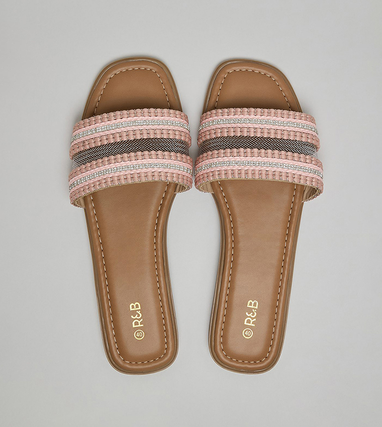 Embroidered Flat Sandals