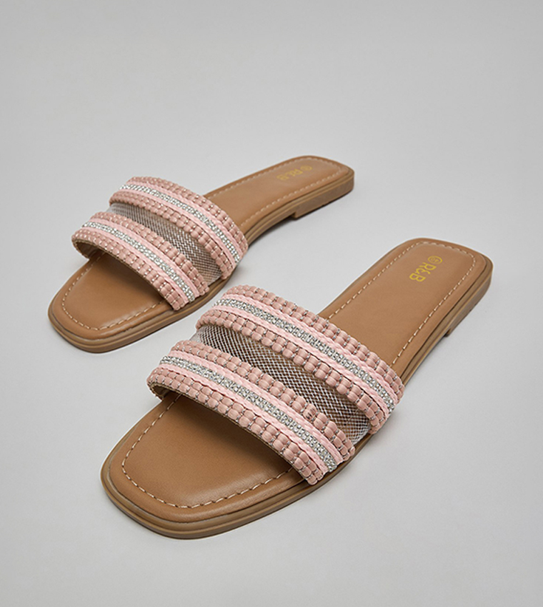 Embroidered Flat Sandals