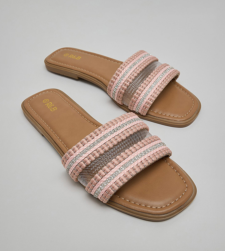 Embroidered Flat Sandals