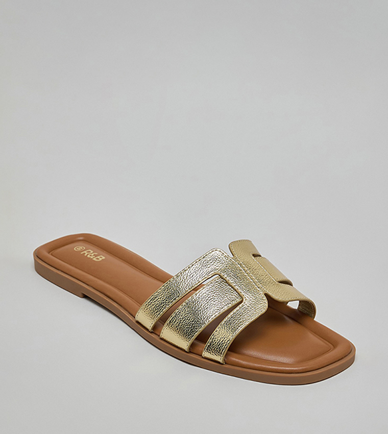 R&B  Flat Sandals - Gold Flat Sandals