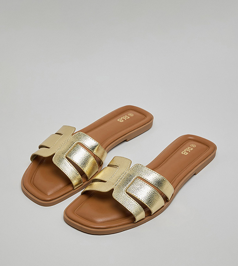 R&B  Flat Sandals - Gold Flat Sandals