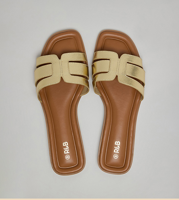 R&B  Flat Sandals - Gold Flat Sandals