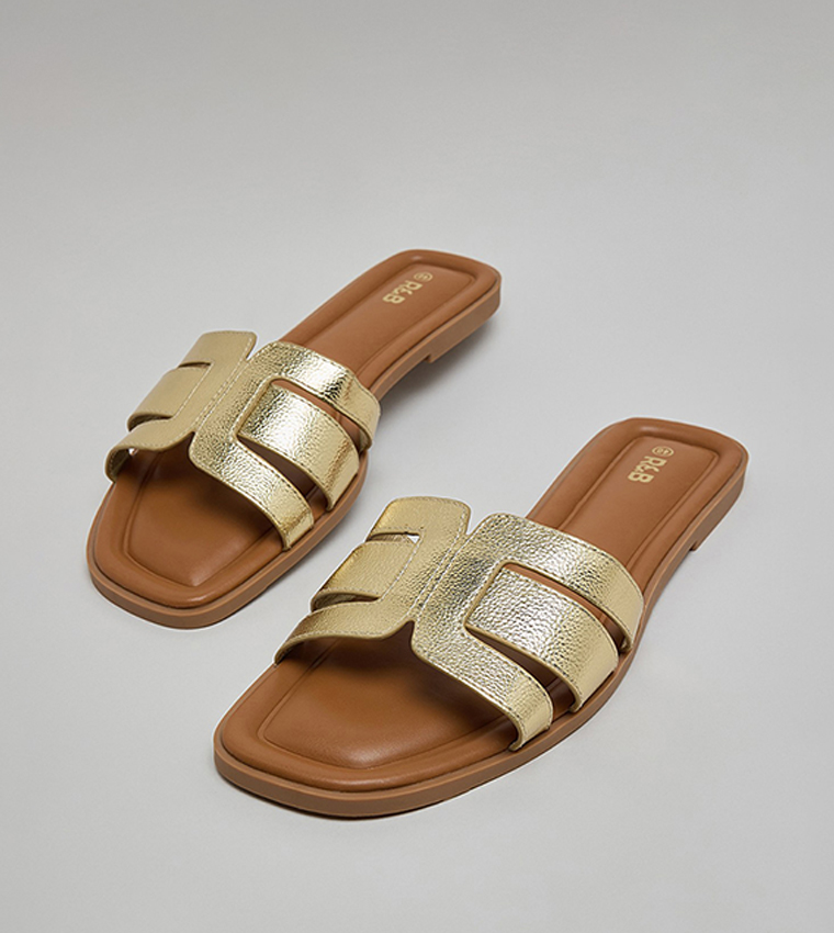 R&B  Flat Sandals - Gold Flat Sandals
