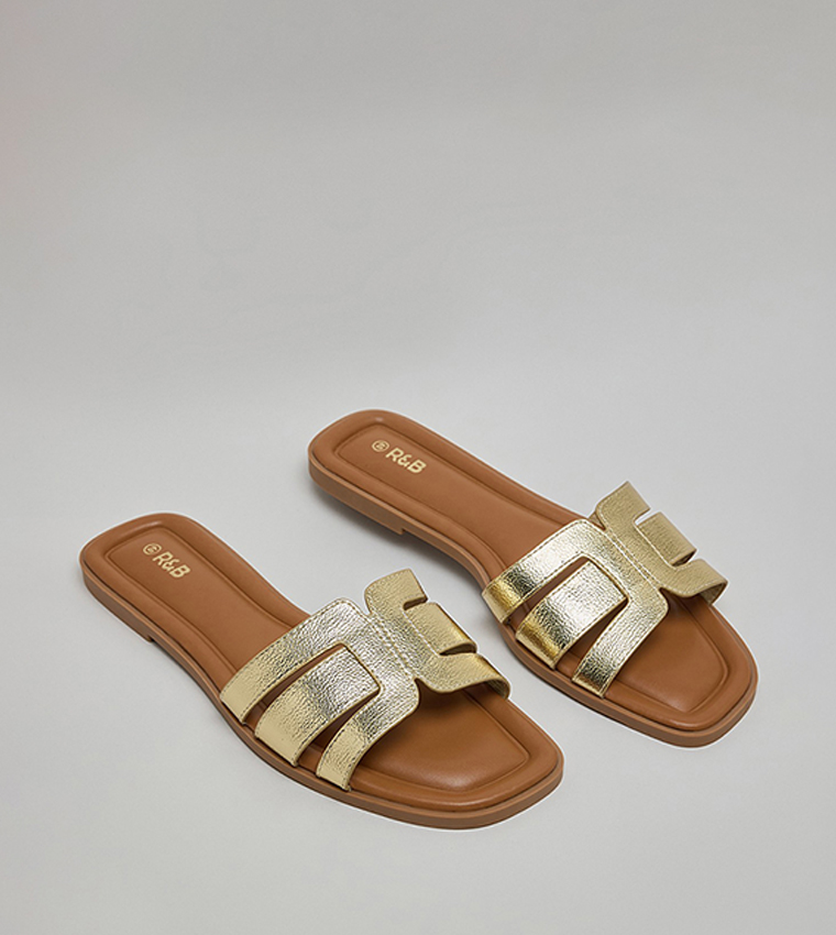 R&B  Flat Sandals - Gold Flat Sandals