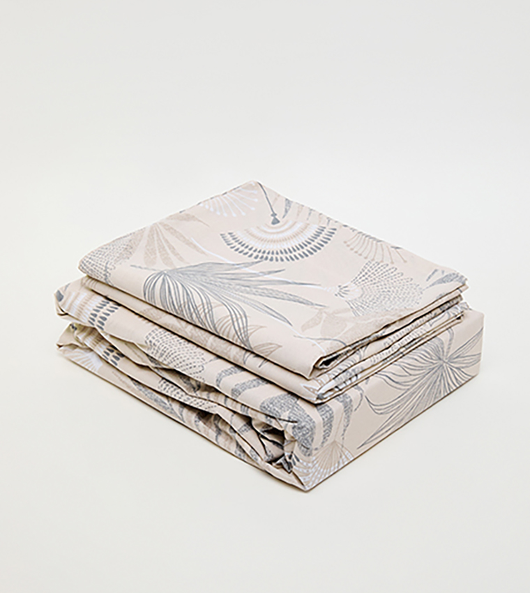 طقم ملاءة سرير كوين مطاط بنقشة 150×200+25 سم