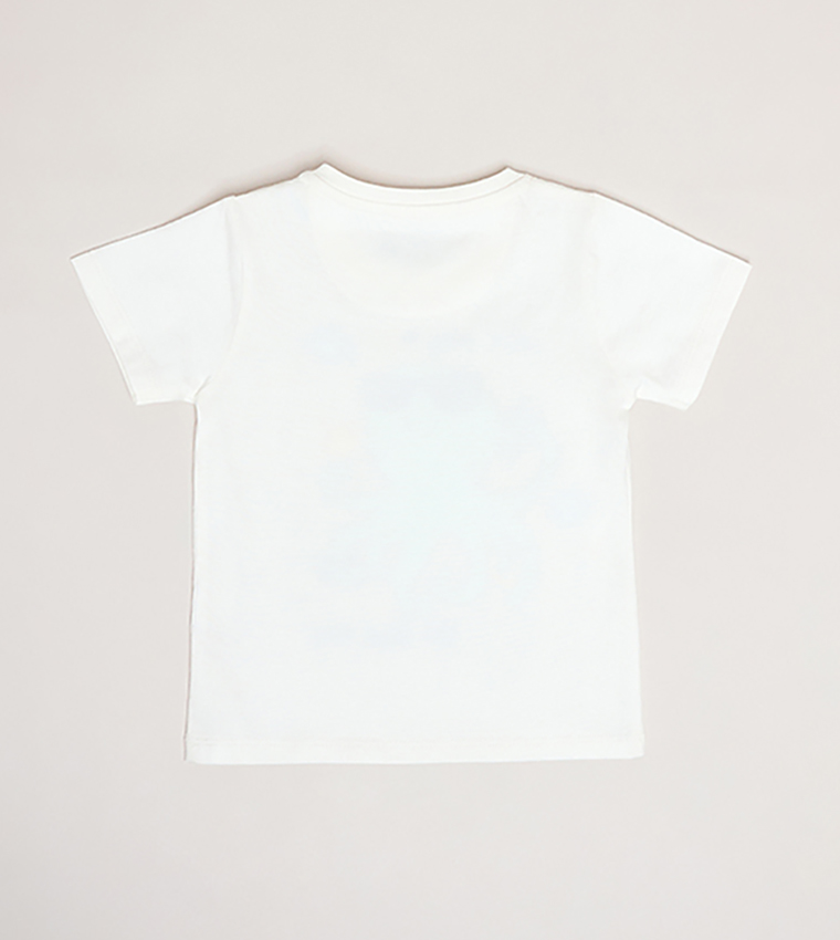 تيشيرت كم قصير بقبة مستديرة بطبعة