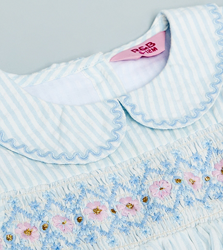 Embroidered Fit & Flare Dress with Bloomers