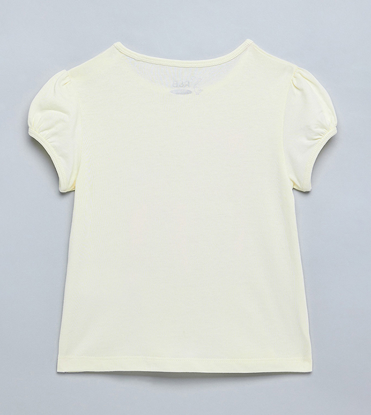 تيشيرت كم قصير بقبة مستديرة بطبعة يونيكورن