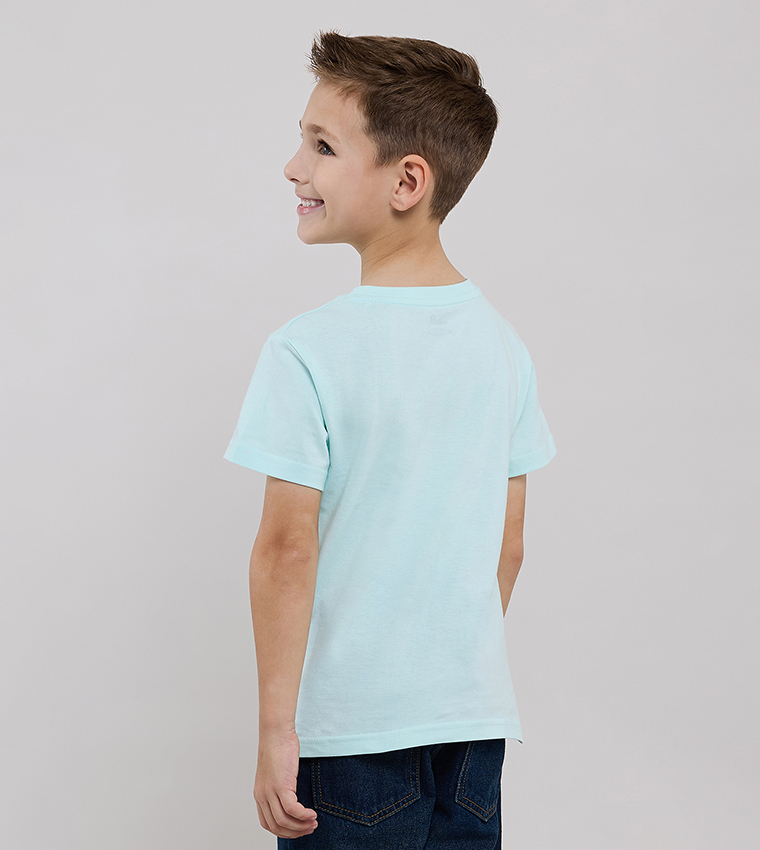 تيشيرت كم قصير بقبة مستديرة بطبعة