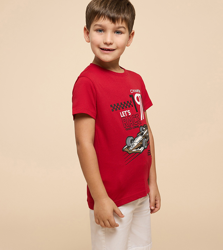 Printed T-Shirt with Crew Neck and Short Sleeves