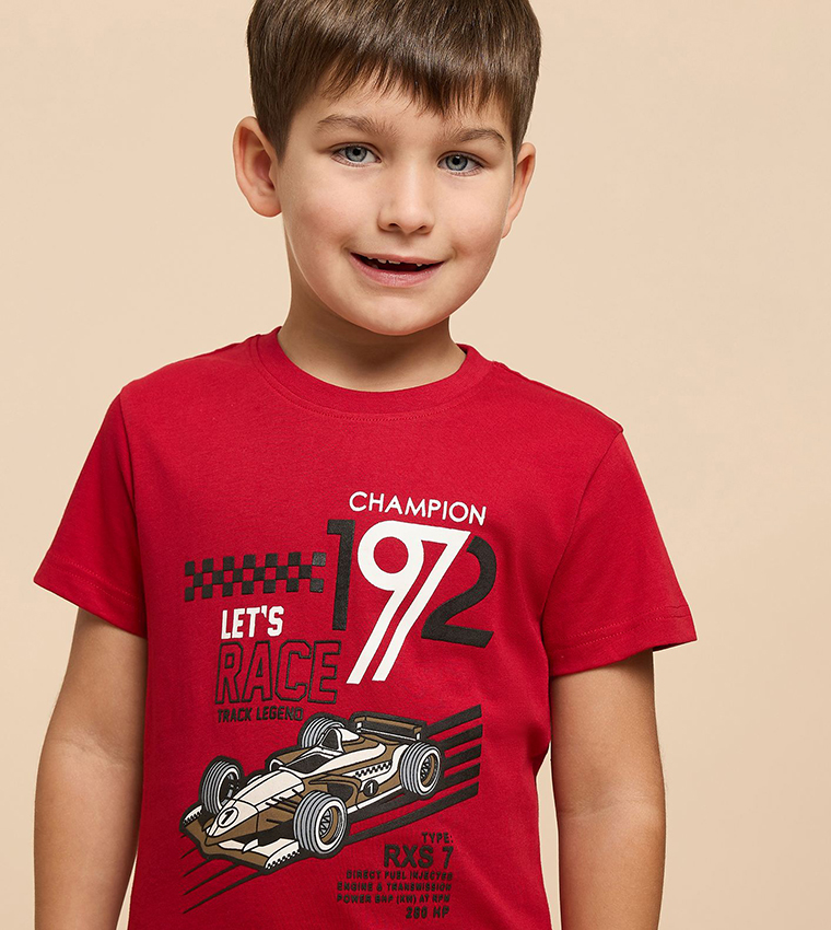 Printed T-Shirt with Crew Neck and Short Sleeves
