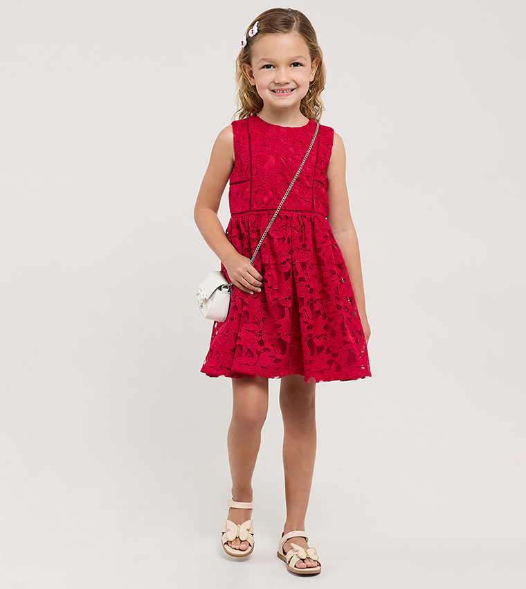 strapless open back dress Thula Sindi Red Lace Halter Fit & Flare Dress