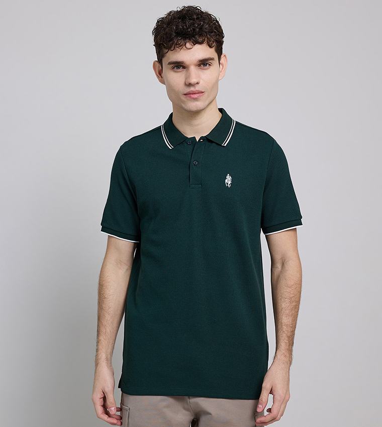 Logo Embroidered Polo T-Shirt with Short Sleeves