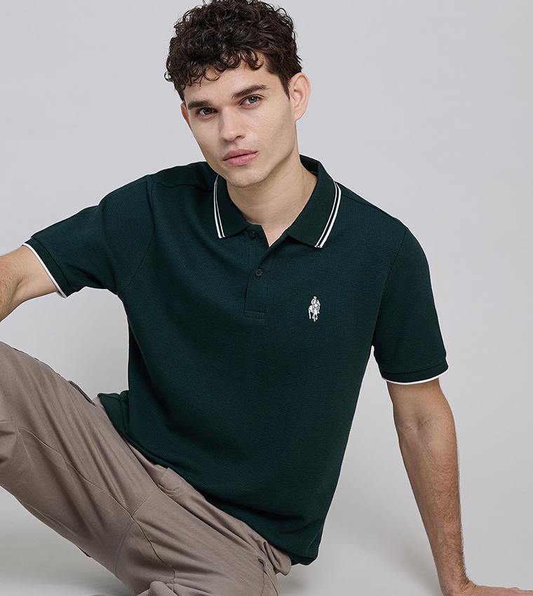 Logo Embroidered Polo T-Shirt with Short Sleeves