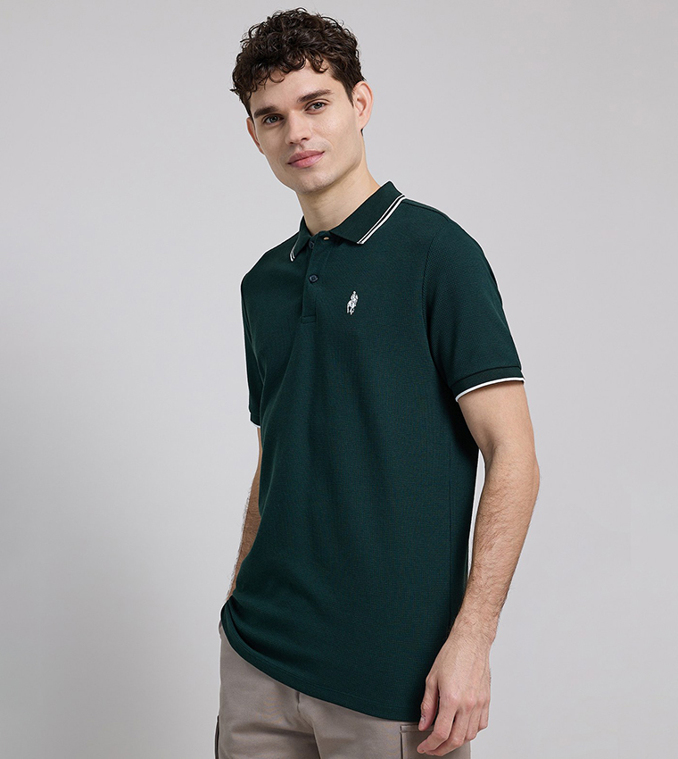 Logo Embroidered Polo T-Shirt with Short Sleeves