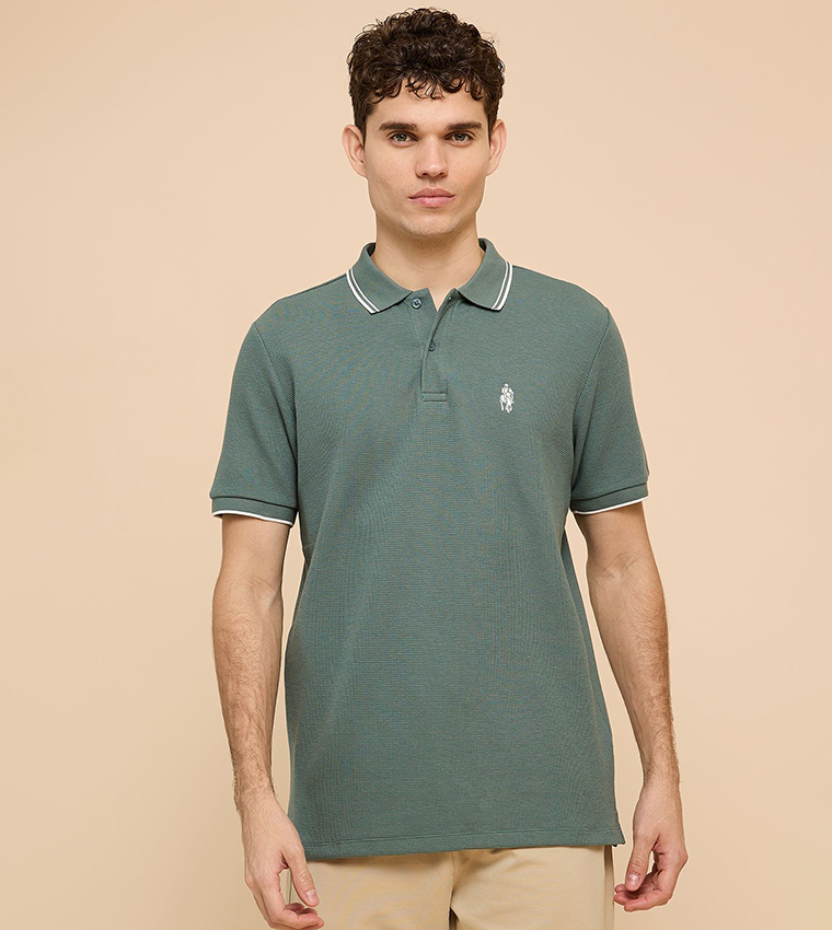 Logo Embroidered Polo T-Shirt with Short Sleeves