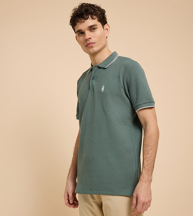Logo Embroidered Polo T-Shirt with Short Sleeves