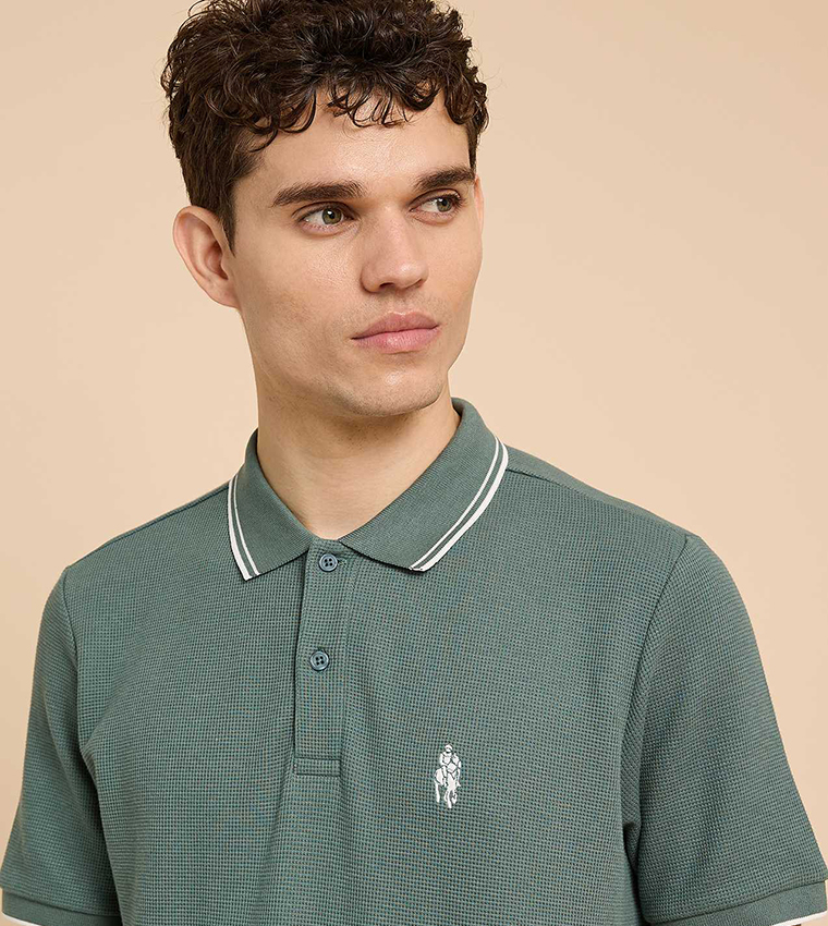 Logo Embroidered Polo T-Shirt with Short Sleeves