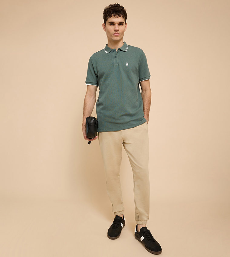 Logo Embroidered Polo T-Shirt with Short Sleeves