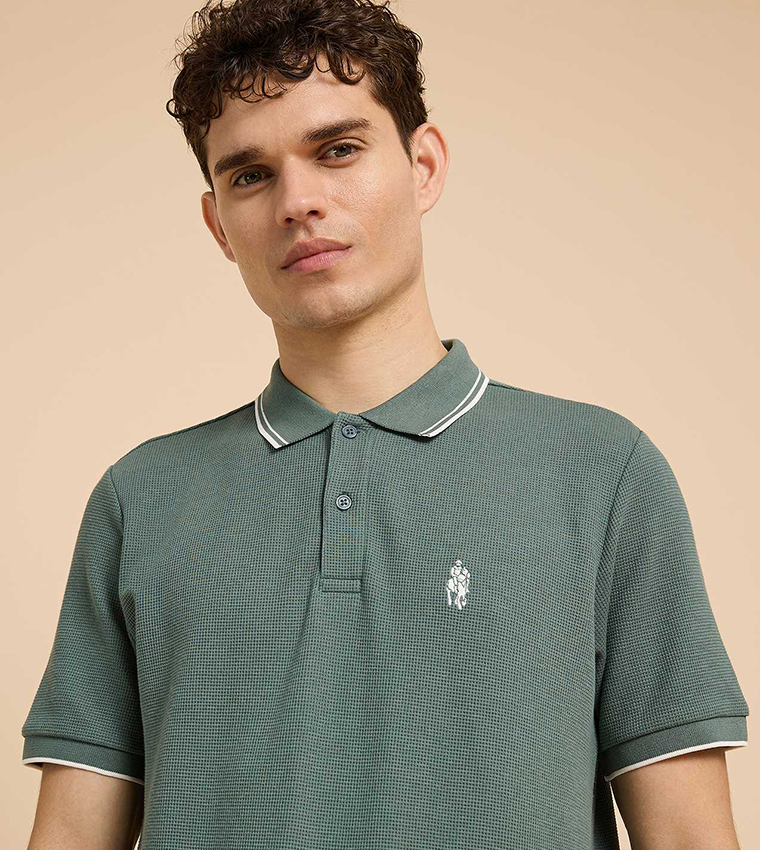 Logo Embroidered Polo T-Shirt with Short Sleeves