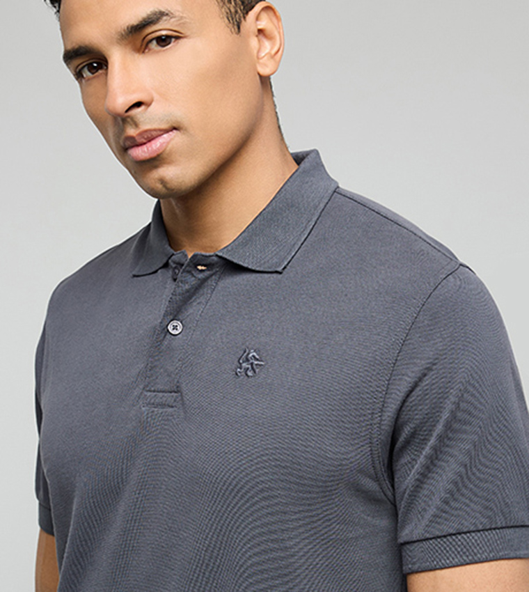 Logo Embroidered Polo T-Shirt with Short Sleeves