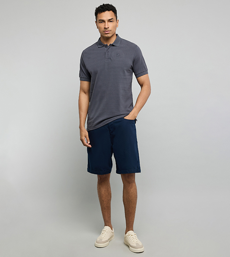 Logo Embroidered Polo T-Shirt with Short Sleeves