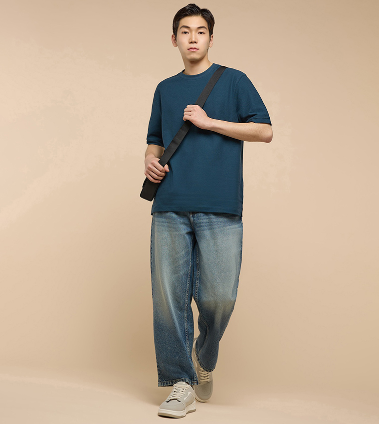 Solid T-Shirt with Crew Neck and Short Sleeves