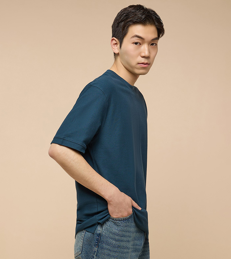 Solid T-Shirt with Crew Neck and Short Sleeves