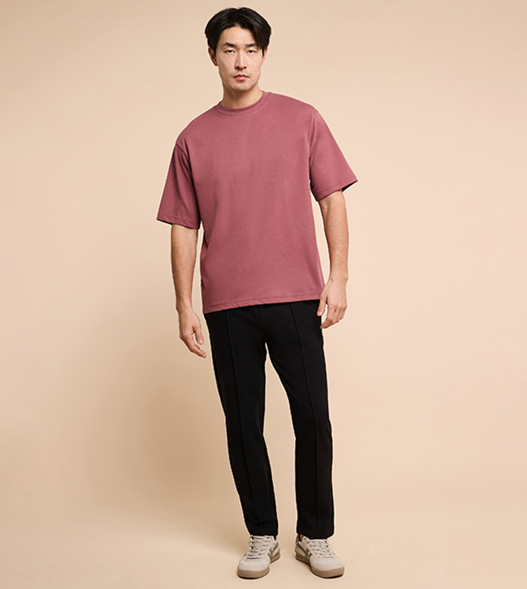 Solid T-Shirt with Crew Neck and Short Sleeves