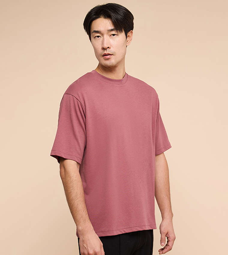 Solid T-Shirt with Crew Neck and Short Sleeves