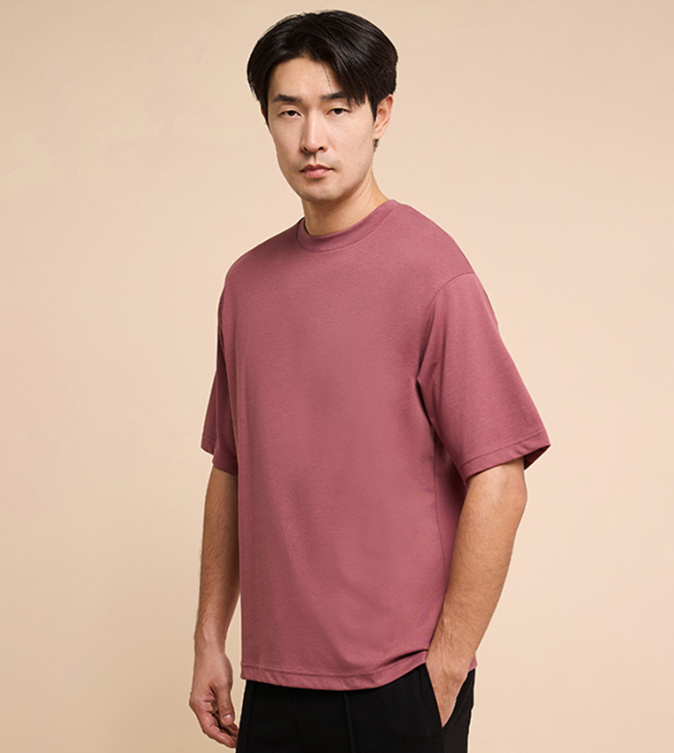 Solid T-Shirt with Crew Neck and Short Sleeves