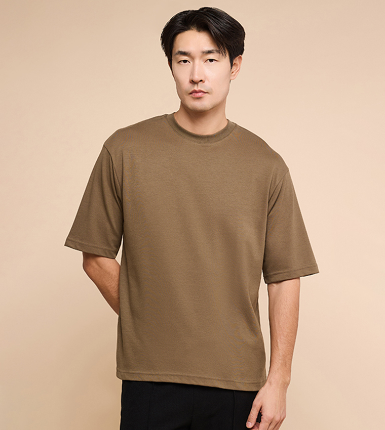 Solid T-Shirt with Crew Neck and Short Sleeves