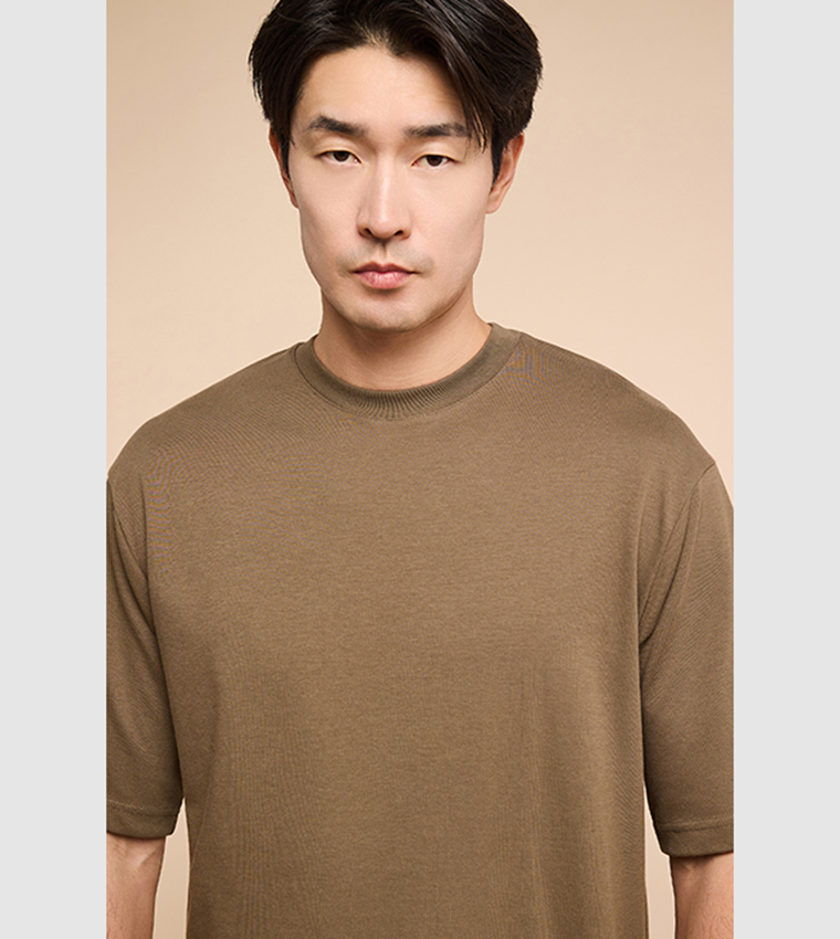 Solid T-Shirt with Crew Neck and Short Sleeves