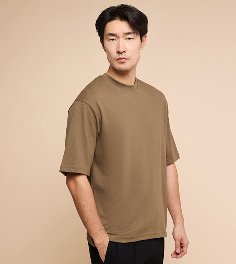 Solid T-Shirt with Crew Neck and Short Sleeves