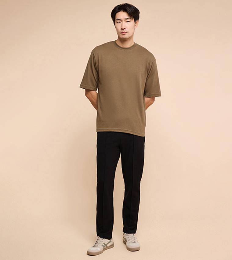 Solid T-Shirt with Crew Neck and Short Sleeves