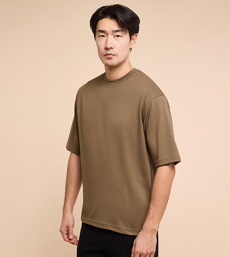 Solid T-Shirt with Crew Neck and Short Sleeves