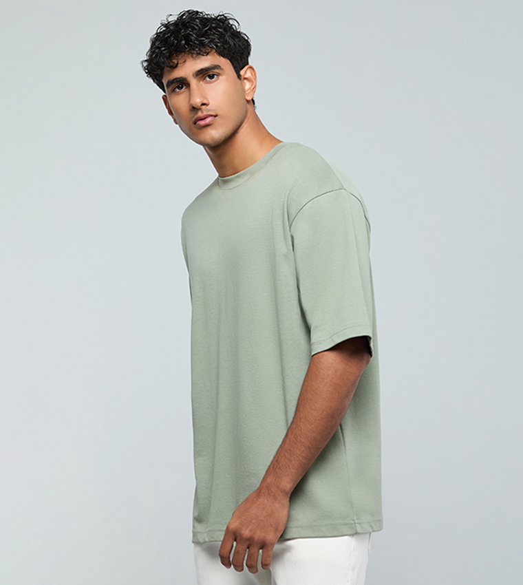 Solid T-Shirt with Crew Neck and Short Sleeves