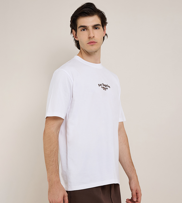 Print Detail Active T-Shirt with Crew Neck and Short Sleeves