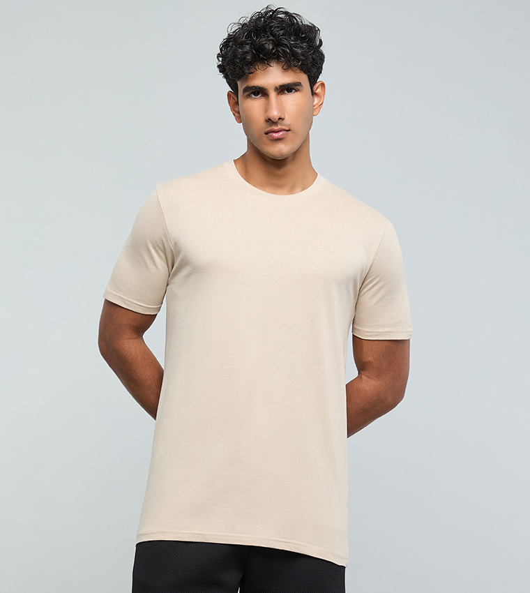 Solid T-Shirt with Crew Neck and Short Sleeves