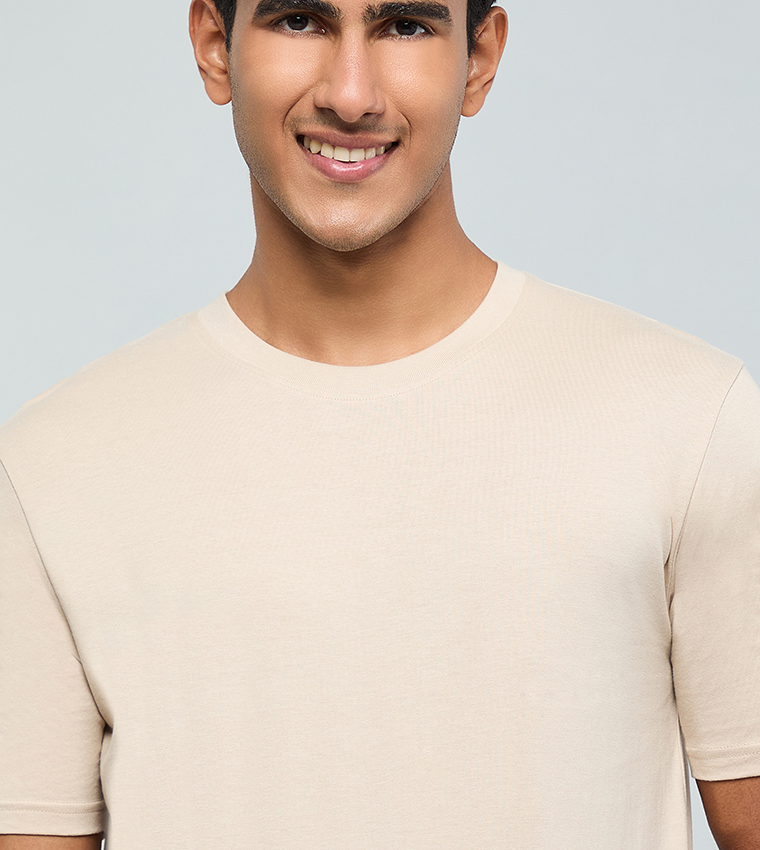 Solid T-Shirt with Crew Neck and Short Sleeves