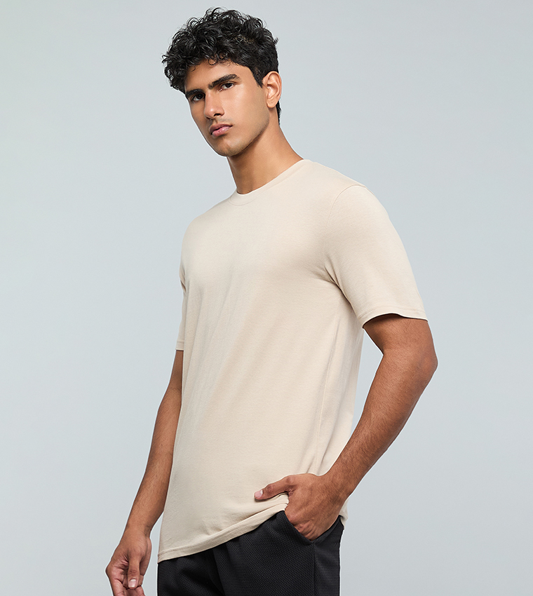 Solid T-Shirt with Crew Neck and Short Sleeves