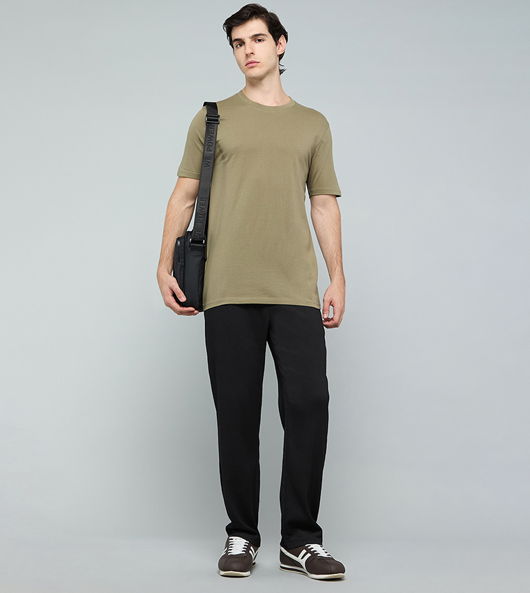 Solid T-Shirt with Crew Neck and Short Sleeves