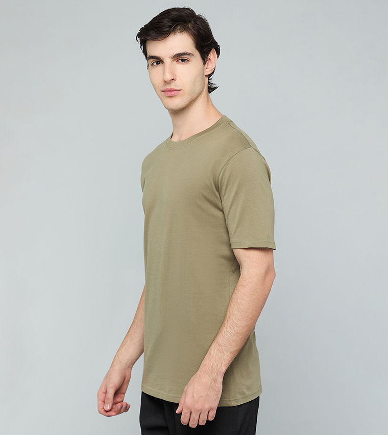 Solid T-Shirt with Crew Neck and Short Sleeves