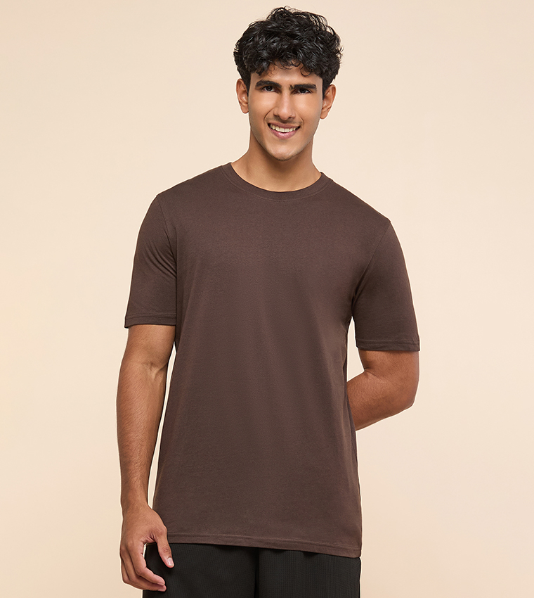 Solid T-Shirt with Crew Neck and Short Sleeves