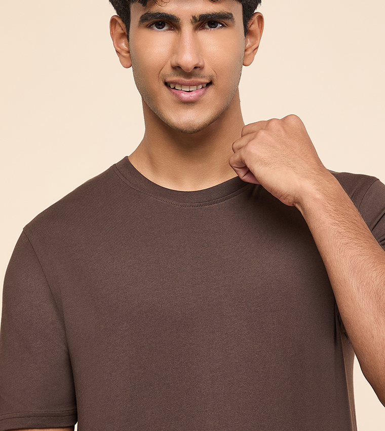 Solid T-Shirt with Crew Neck and Short Sleeves