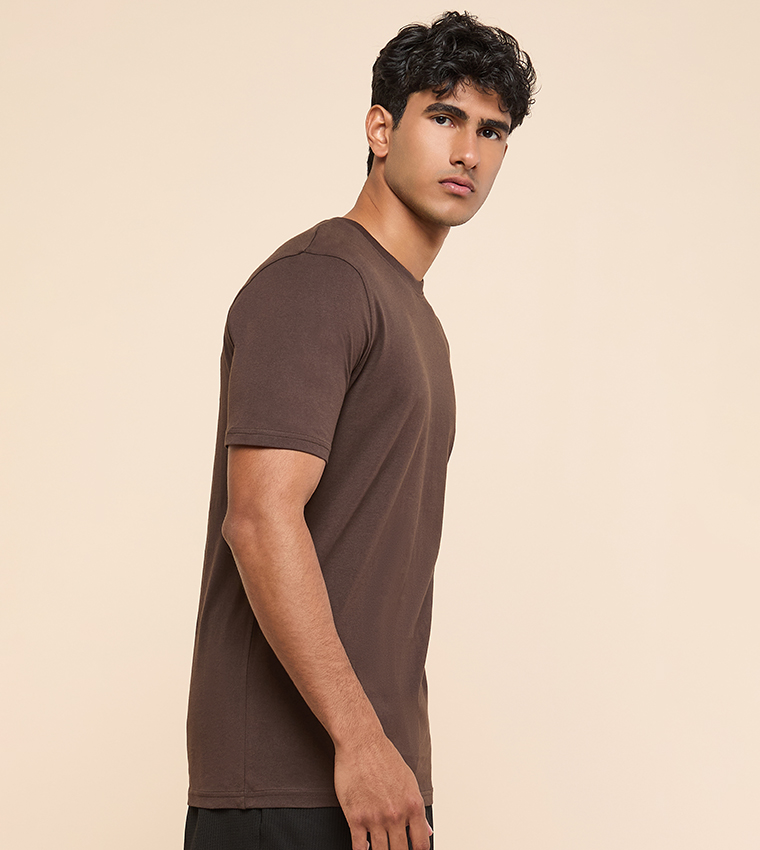 Solid T-Shirt with Crew Neck and Short Sleeves