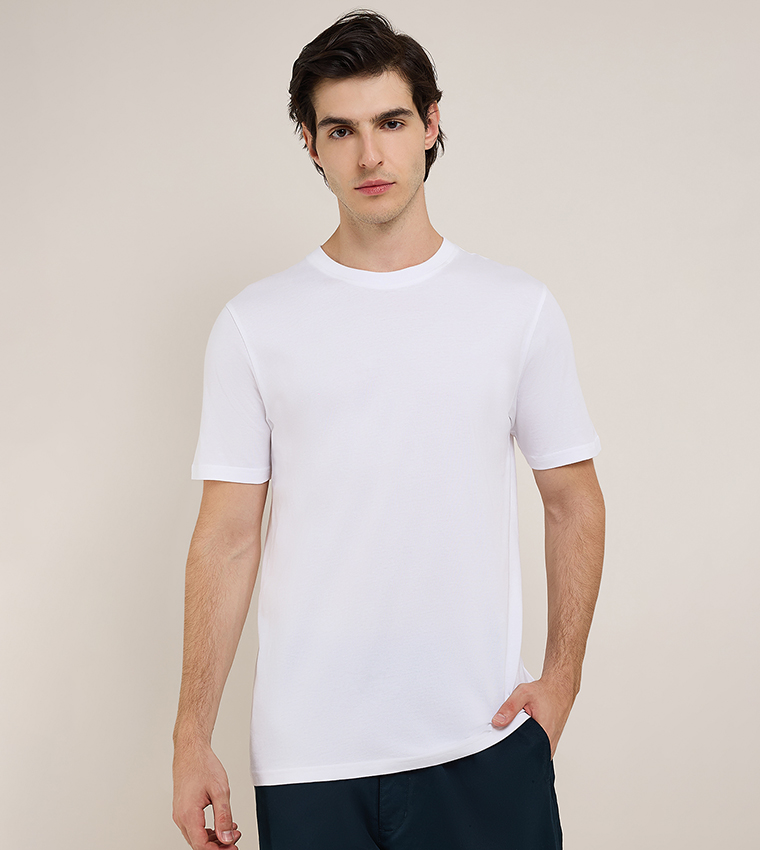 Solid T-Shirt with Crew Neck and Short Sleeves