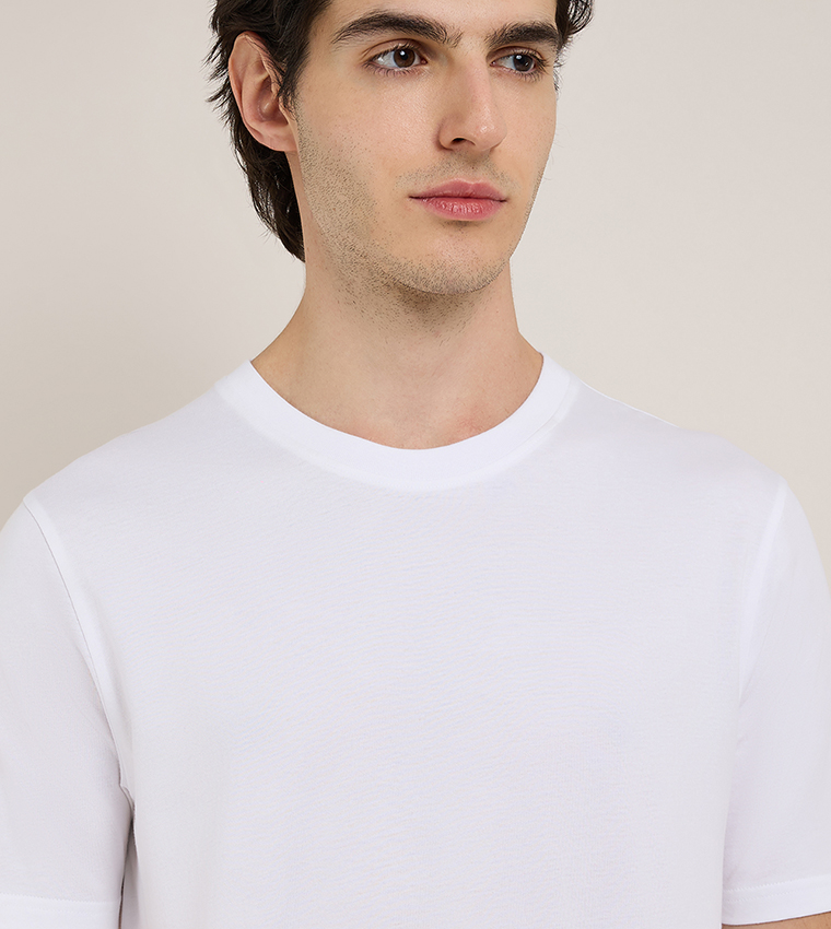 Solid T-Shirt with Crew Neck and Short Sleeves