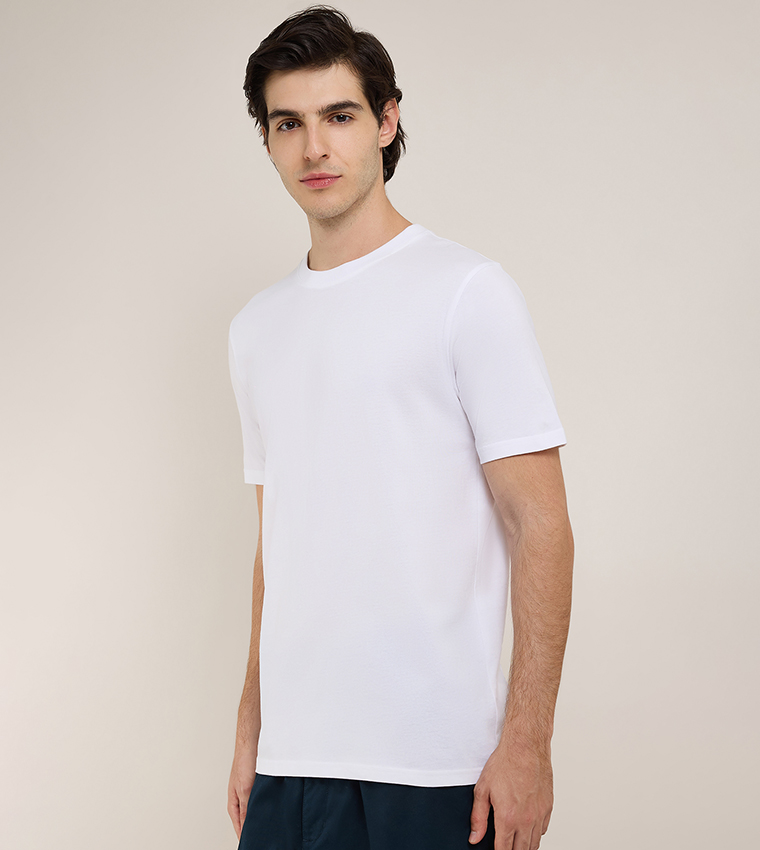 Solid T-Shirt with Crew Neck and Short Sleeves